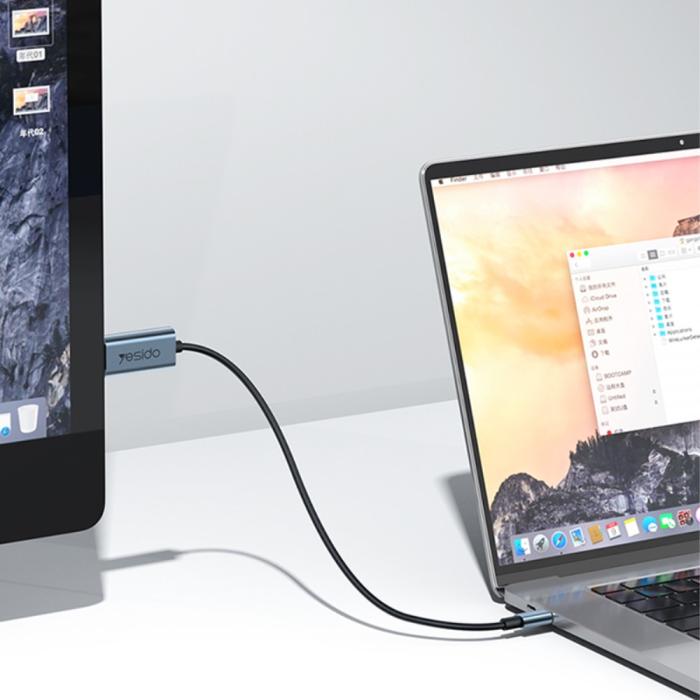 Bild 2, YESIDO 2m 4K 60Hz USB-C - HDMI Svart