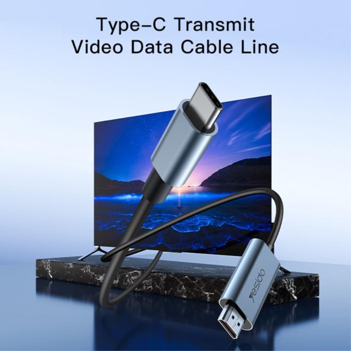 Bild 3, YESIDO 2m 4K 60Hz USB-C - HDMI Svart