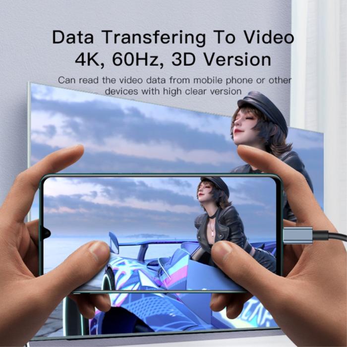 Bild 4, YESIDO 2m 4K 60Hz USB-C - HDMI Svart