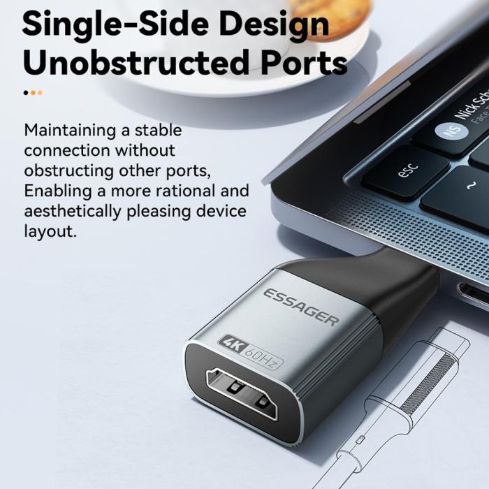 Bild 5, ESSAGER 4K 60Hz HDMI Hona Till USB-C Hane Adapter Grå