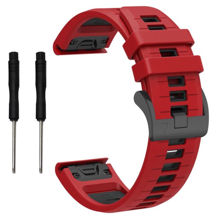 Bild 1, Garmin Fenix 22 mm Armband Quick Release Silikon Röd