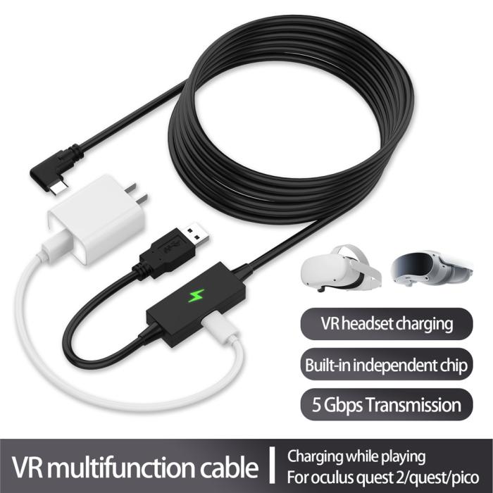 Bild 2, AMVR 5m Link Kabel Med Laddningsport USB-C Svart