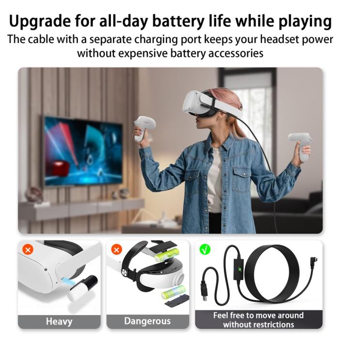 Bild 6, AMVR 5m Link Kabel Med Laddningsport USB-C Svart