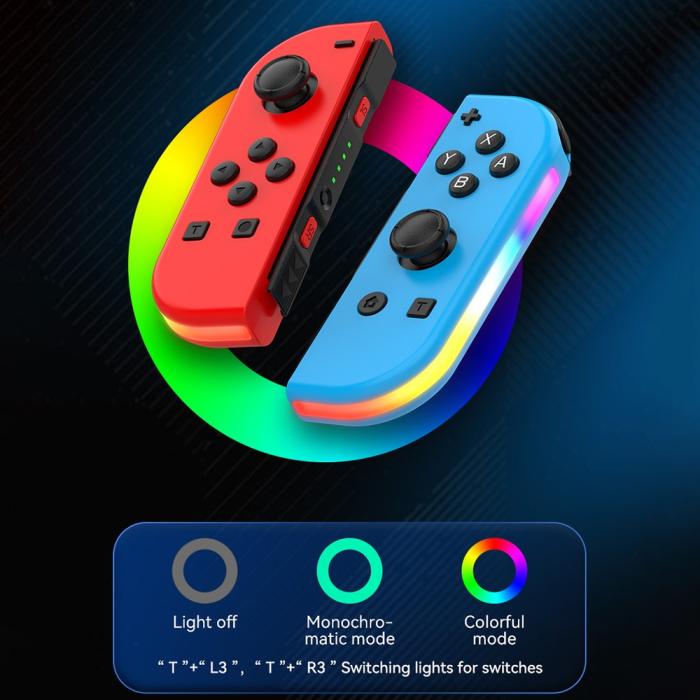 Bild 3, DOBE Nintendo Switch Joy-Con Kontroll RGB Röd / Blå