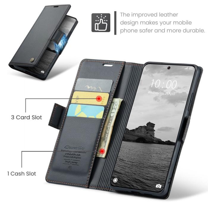 Bild 5, CASEME Xiaomi 14 Ultra Fodral Läder RFID Svart