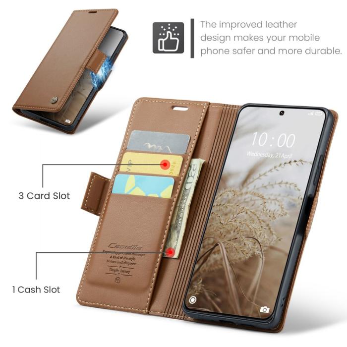 Bild 5, CASEME Xiaomi 14 Ultra Fodral Läder RFID Brun