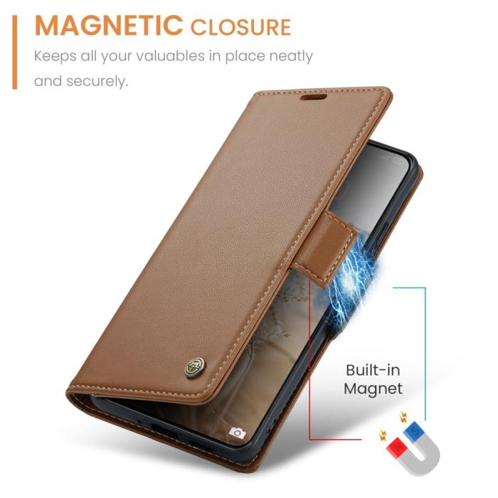 Bild 6, CASEME Xiaomi 14 Ultra Fodral Läder RFID Brun