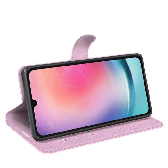 Bild 3, Samsung Galaxy A16 Fodral Litchi Läder Ljus Rosa