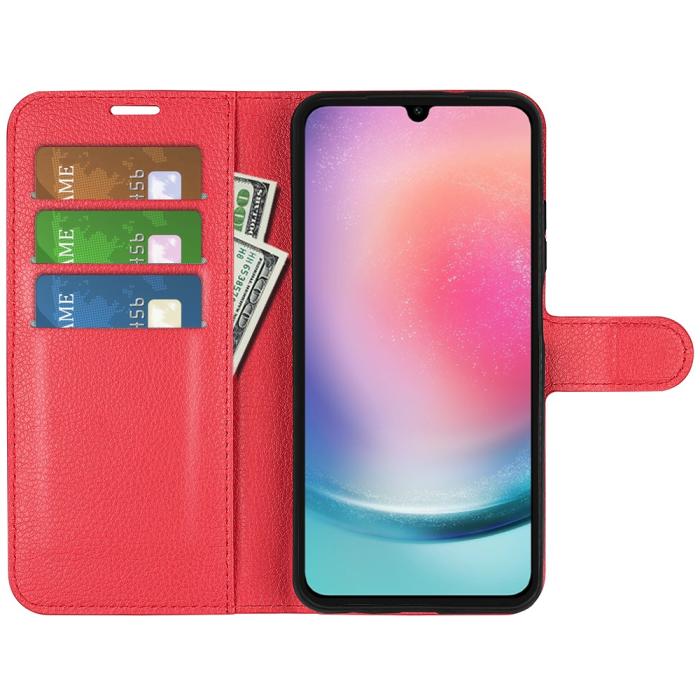 Bild 2, Samsung Galaxy A16 Fodral Litchi Läder Röd