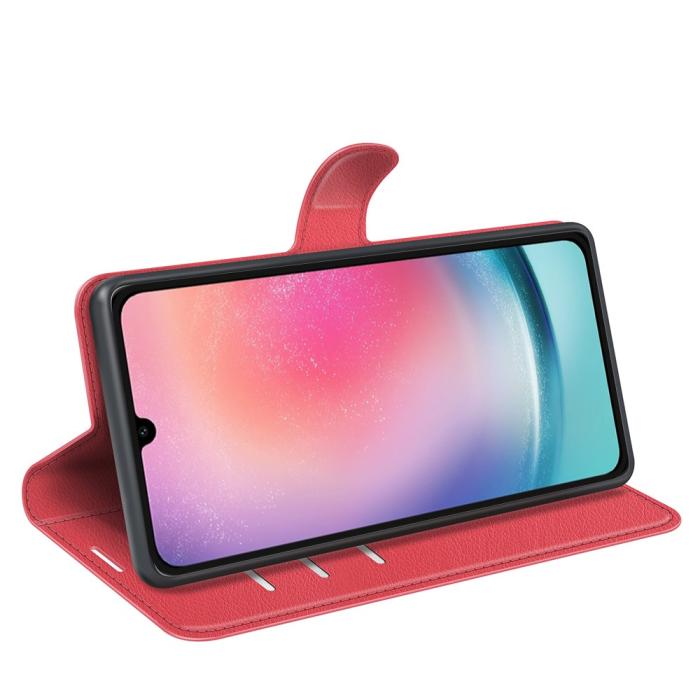 Bild 3, Samsung Galaxy A16 Fodral Litchi Läder Röd