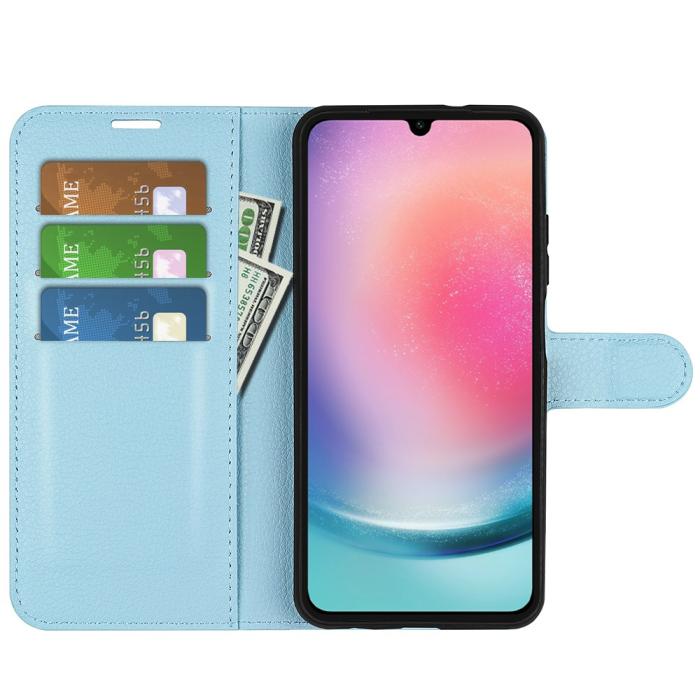 Bild 2, Samsung Galaxy A16 Fodral Litchi Läder Blå