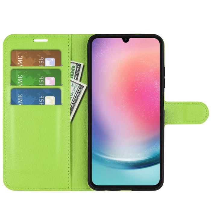 Bild 2, Samsung Galaxy A16 Fodral Litchi Läder Grön