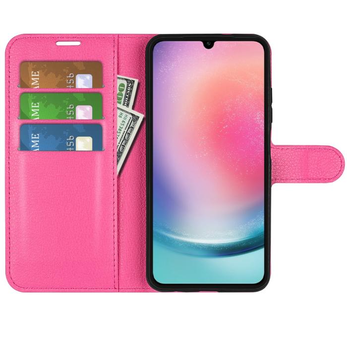 Bild 2, Samsung Galaxy A16 Fodral Litchi Läder Rosa