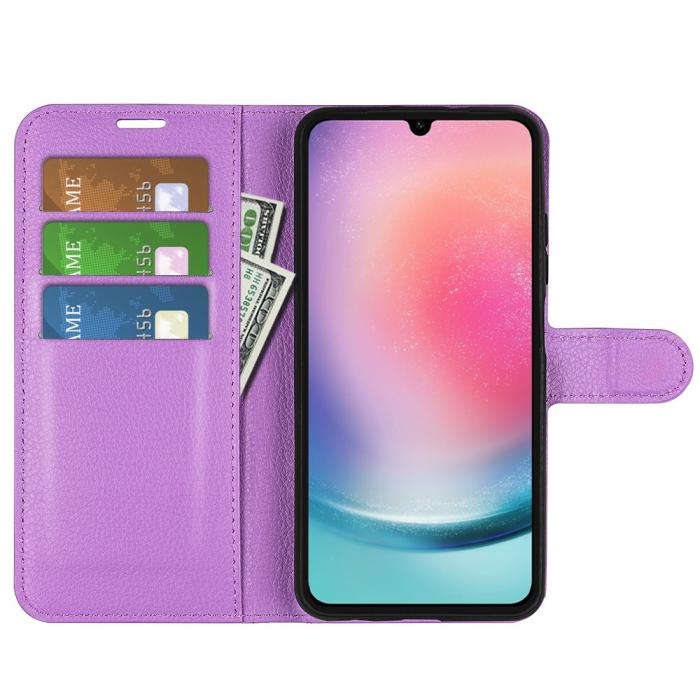 Bild 2, Samsung Galaxy A16 Fodral Litchi Läder Lila