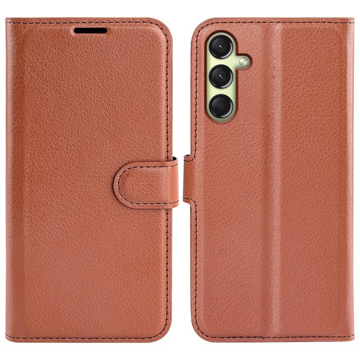 Bild 1, Samsung Galaxy A16 Fodral Litchi Läder Brun
