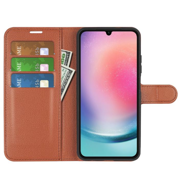 Bild 2, Samsung Galaxy A16 Fodral Litchi Läder Brun