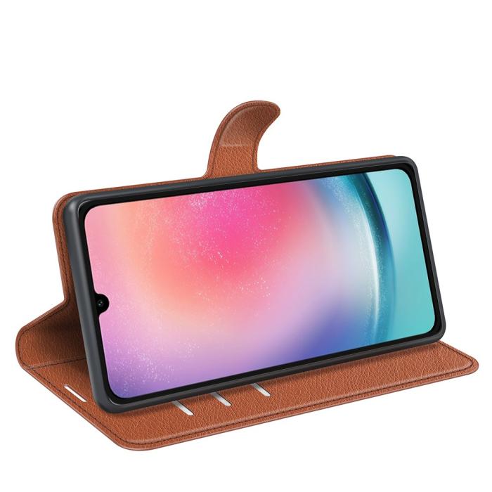 Bild 3, Samsung Galaxy A16 Fodral Litchi Läder Brun
