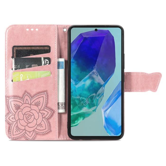 Bild 2, Samsung Galaxy A16 Fodral Med Fjäril Tryck Roséguld