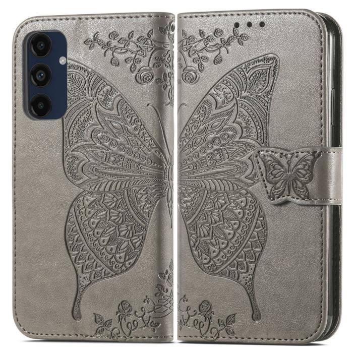 Bild 1, Samsung Galaxy A16 Fodral Med Fjäril Tryck Grå