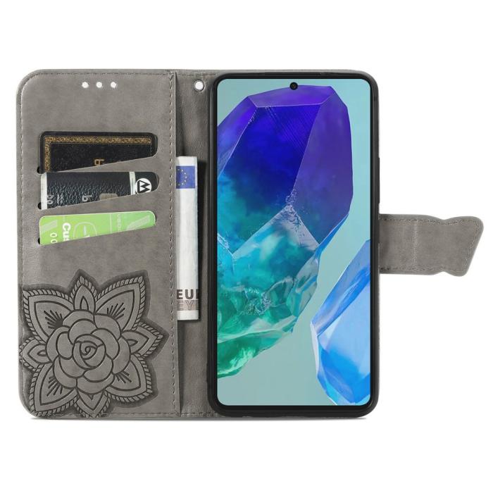 Bild 2, Samsung Galaxy A16 Fodral Med Fjäril Tryck Grå