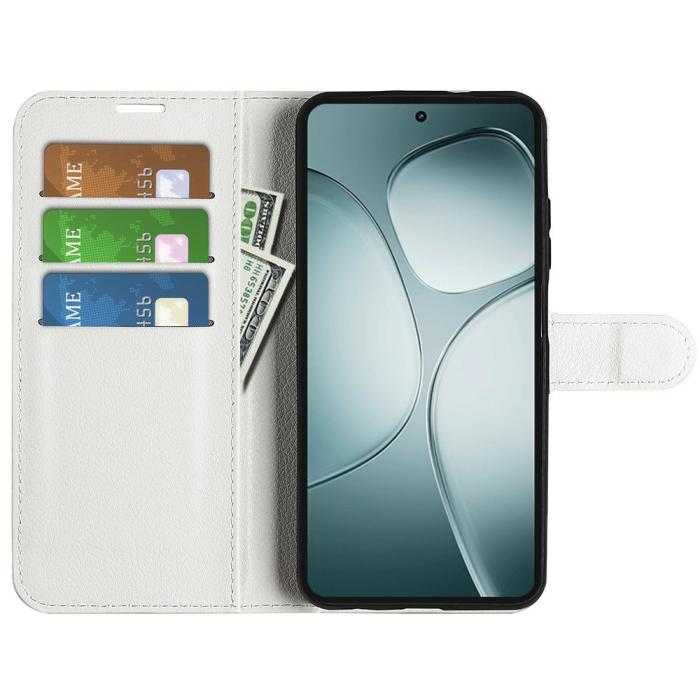 Bild 2, Xiaomi 14T Fodral Litchi Läder Vit