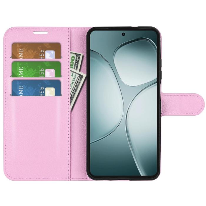 Bild 2, Xiaomi 14T Fodral Litchi Läder Ljus Rosa