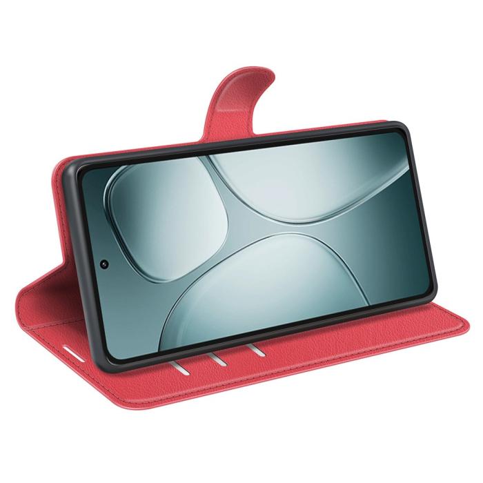 Bild 3, Xiaomi 14T Fodral Litchi Läder Röd
