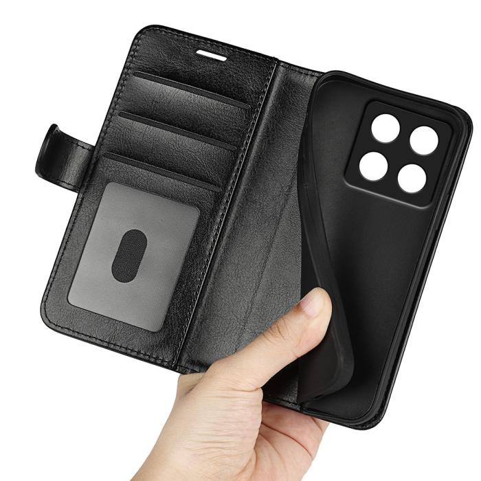 Bild 5, Xiaomi 14T Pro Fodral Crazy Horse Läder Svart