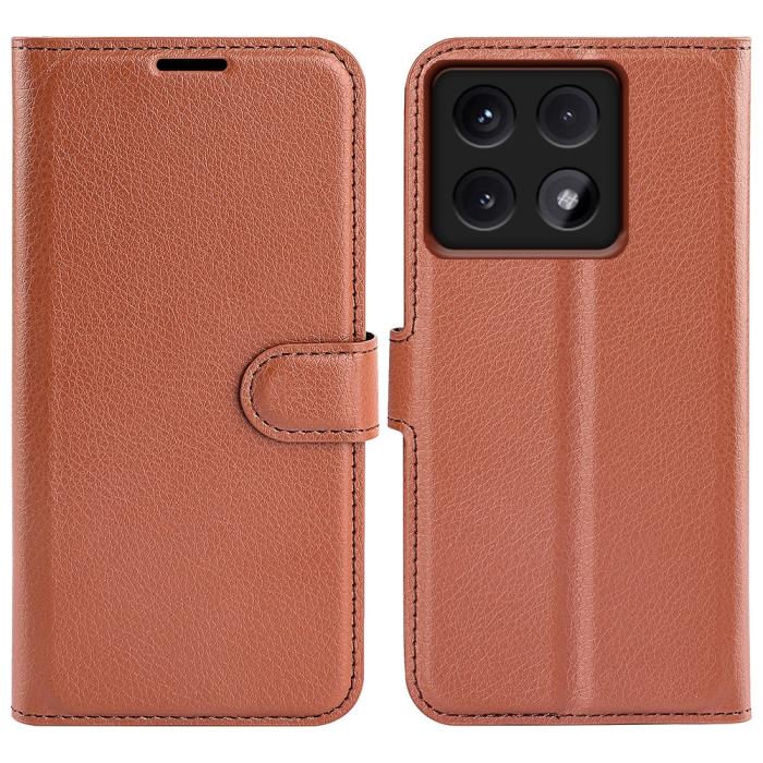 Bild 1, Xiaomi 14T Pro Fodral Litchi Läder Brun