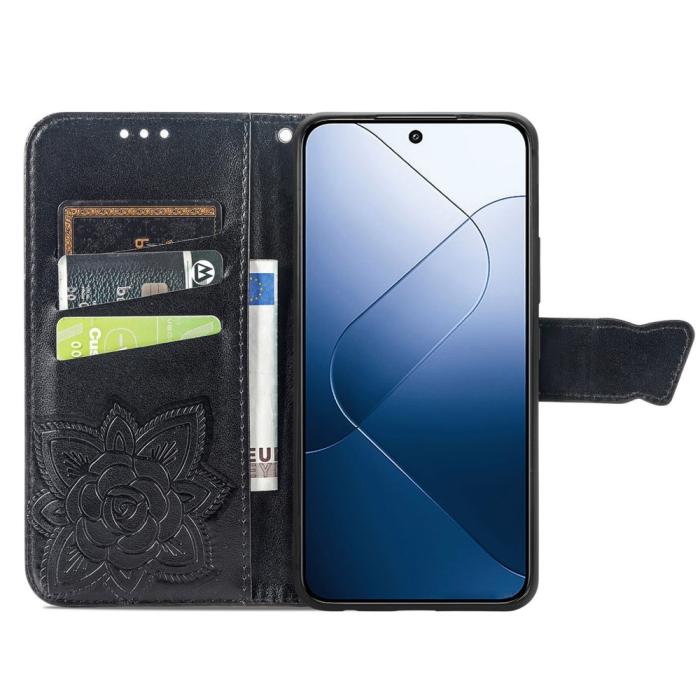 Bild 2, Xiaomi 14T Fodral Med Fjäril Tryck Svart