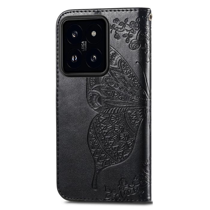 Bild 4, Xiaomi 14T Fodral Med Fjäril Tryck Svart