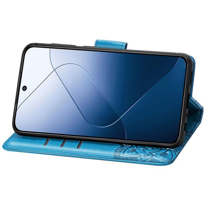 Bild 3, Xiaomi 14T Fodral Med Fjäril Tryck Blå