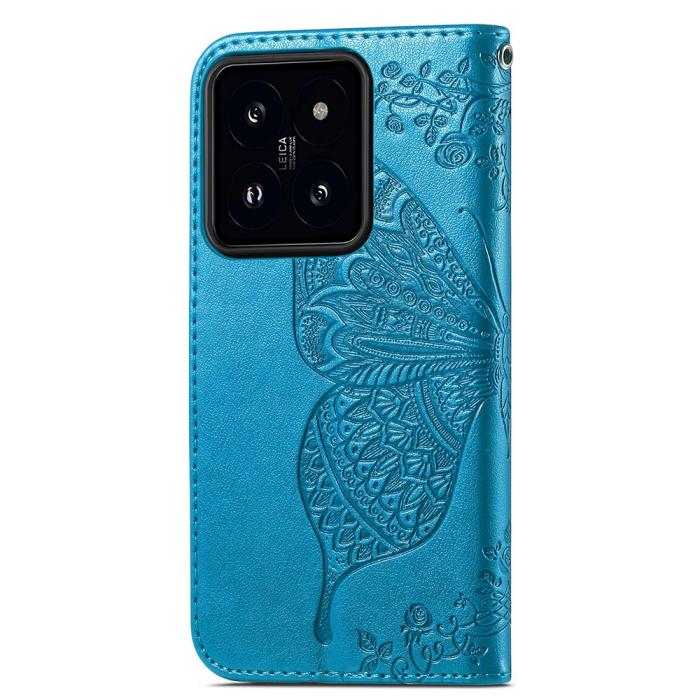 Bild 4, Xiaomi 14T Fodral Med Fjäril Tryck Blå