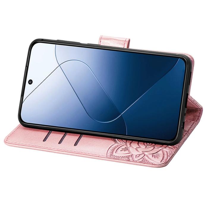 Bild 3, Xiaomi 14T Fodral Med Fjäril Tryck Roséguld