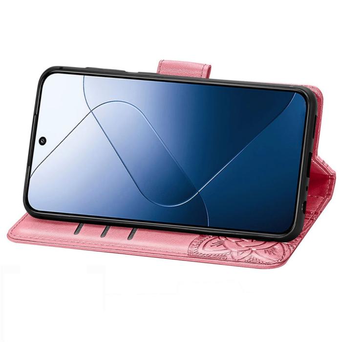 Bild 3, Xiaomi 14T Fodral Med Fjäril Tryck Rosa