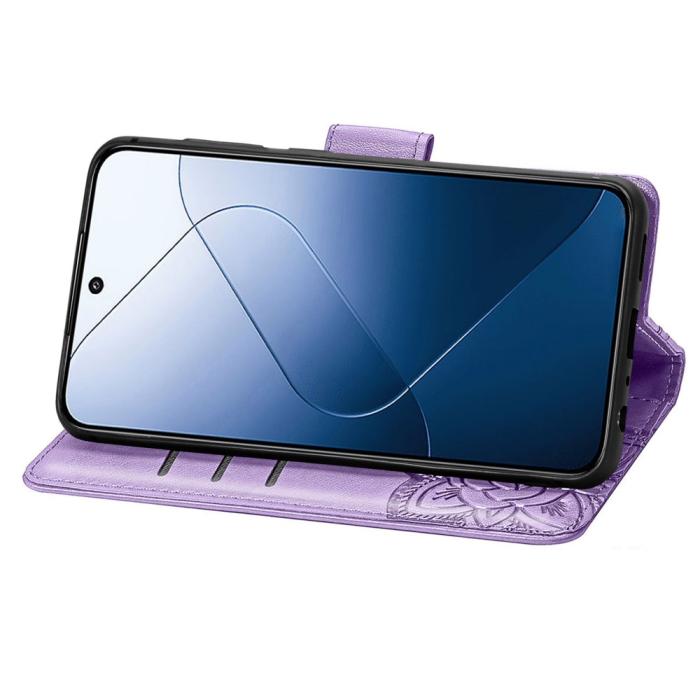 Bild 3, Xiaomi 14T Fodral Med Fjäril Tryck Lila