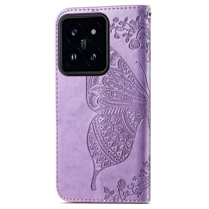 Bild 4, Xiaomi 14T Fodral Med Fjäril Tryck Lila