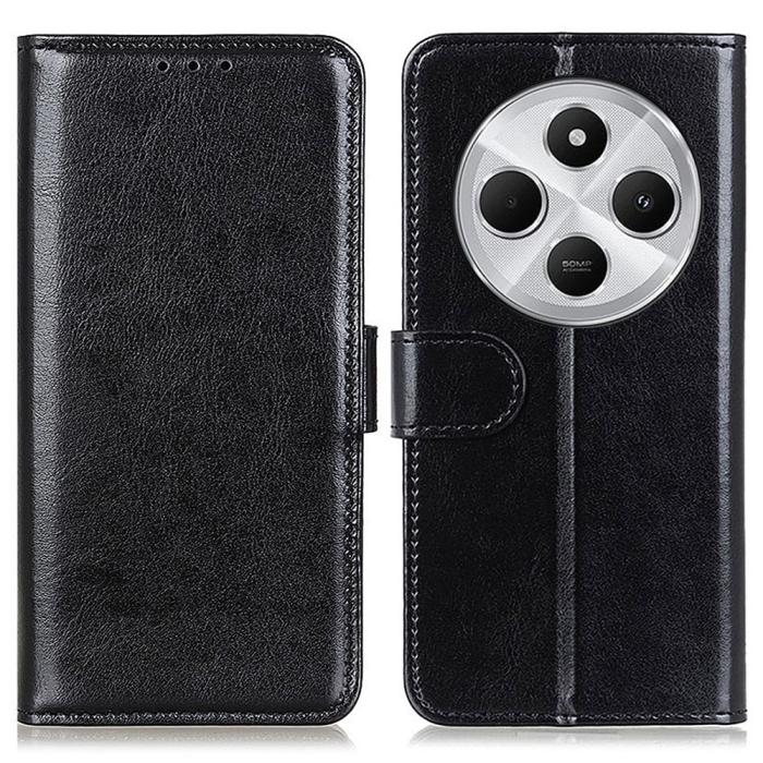 Bild 1, Xiaomi Redmi 14C Plånboksfodral Crazy Horse Läder Svart