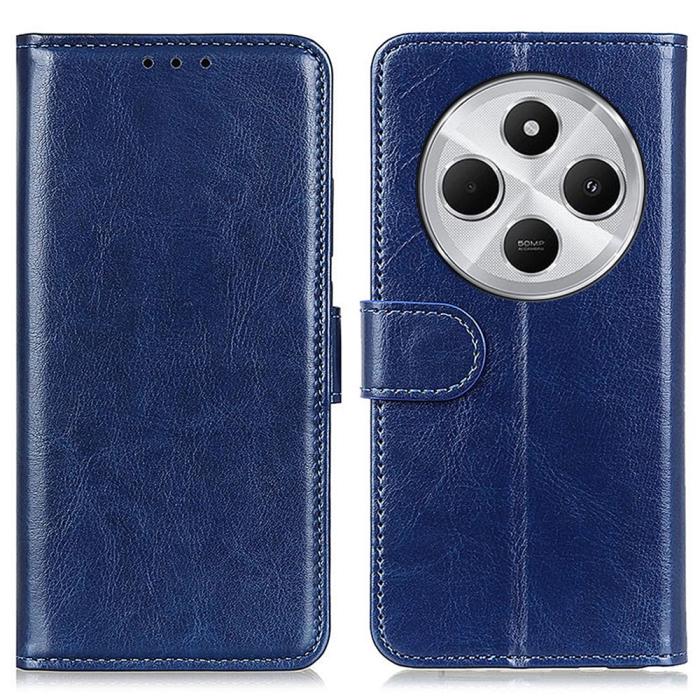 Bild 1, Xiaomi Redmi 14C Plånboksfodral Crazy Horse Läder Blå