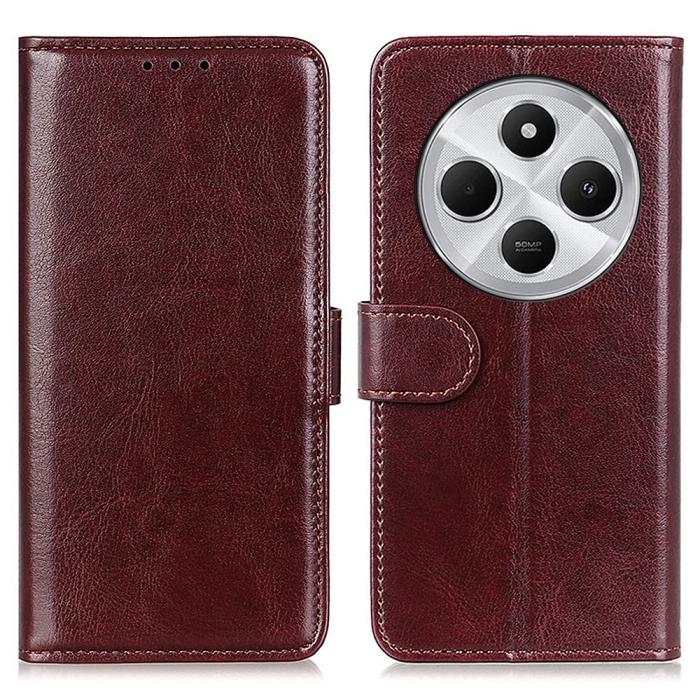 Bild 1, Xiaomi Redmi 14C Plånboksfodral Crazy Horse Läder Brun