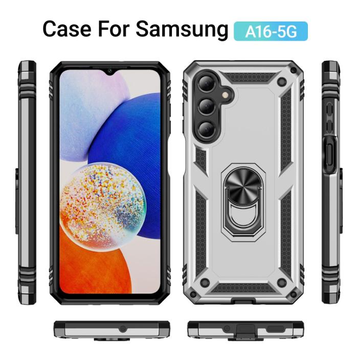Bild 2, Samsung Galaxy A16 Skal Shockproof Hybrid Ring Silver