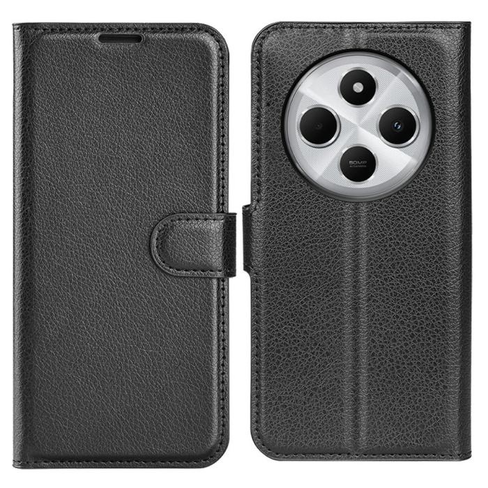 Bild 1, Xiaomi Redmi 14C Fodral Litchi Läder Svart
