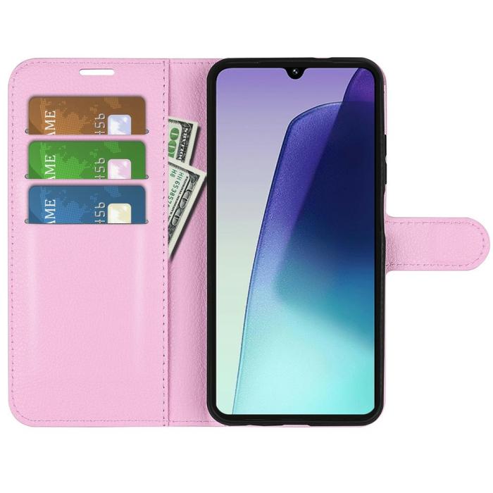 Bild 2, Xiaomi Redmi 14C Fodral Litchi Läder Ljus Rosa