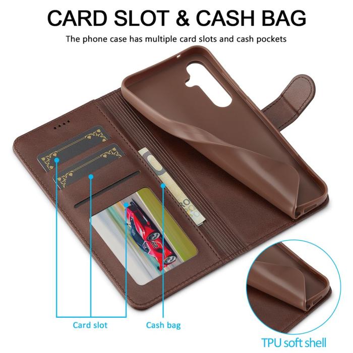 Bild 5, LC.IMEEKE Samsung Galaxy A16 Fodral Läder Brun