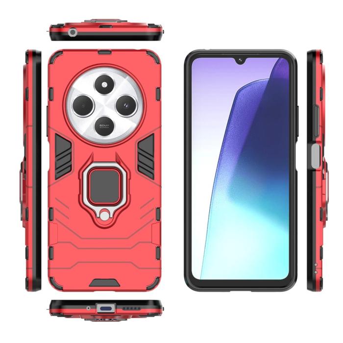 Bild 4, Xiaomi Redmi 14C Skal Hybrid Armor Ring Röd