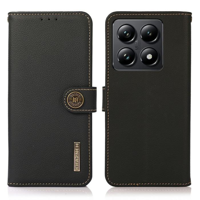 Bild 1, KHAZNEH Xiaomi 14T Fodral Äkta Läder Svart