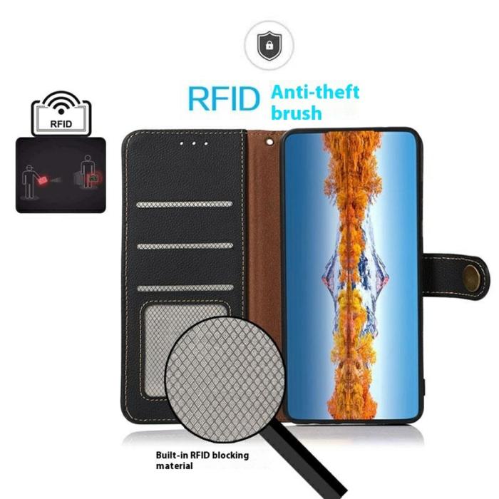 Bild 4, KHAZNEH Xiaomi 14T Fodral Äkta Läder Svart