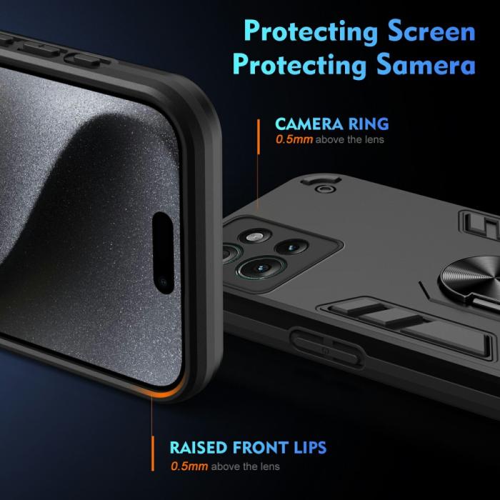 Bild 3, Motorola Edge 50 Skal Hybrid Armor Ring Svart