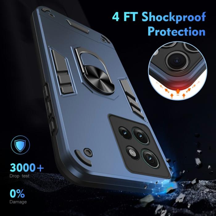 Bild 4, Motorola Edge 50 Skal Hybrid Armor Ring Blå