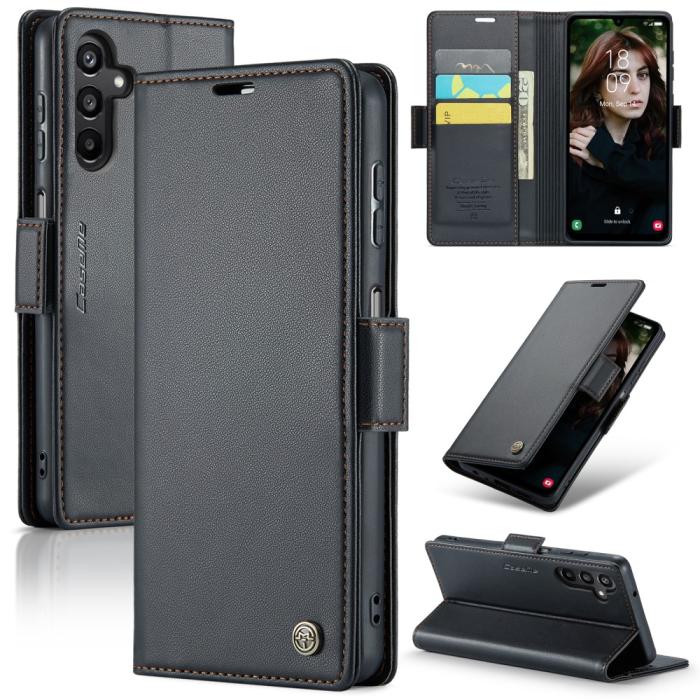 Bild 1, CASEME Samsung Galaxy A16 Fodral Läder RFID Svart